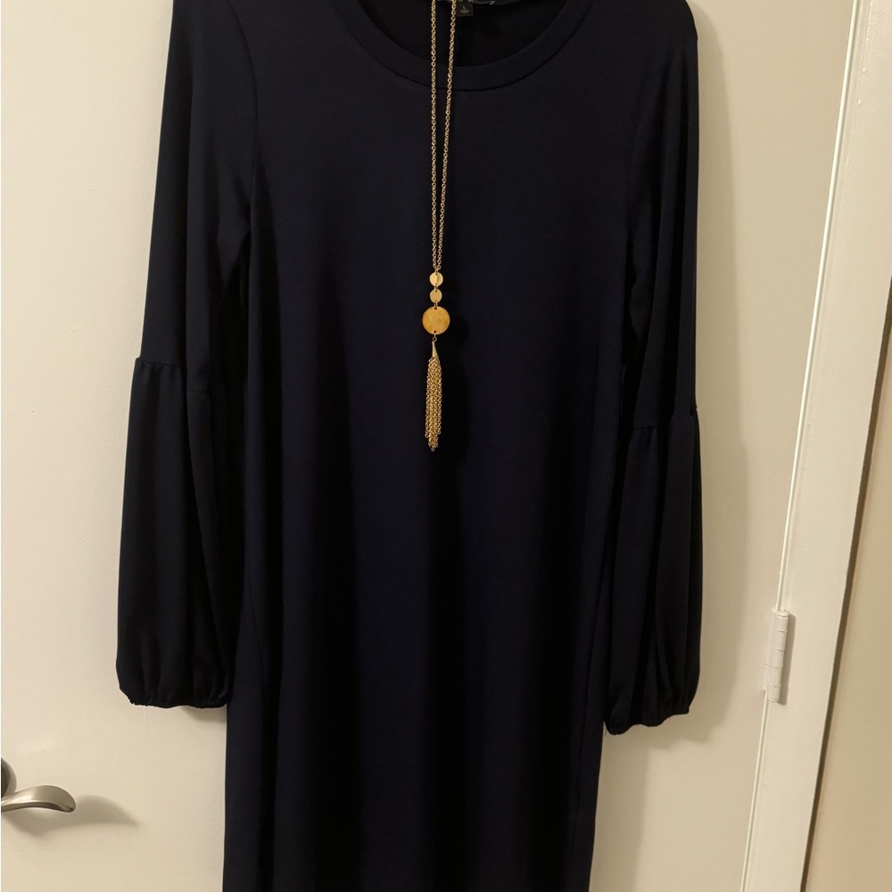 Elegant Navy Dress with Long Sleeves